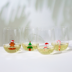 Dish & Dash Christmas Ornament Stemless Wine Glasses 4 Pack
