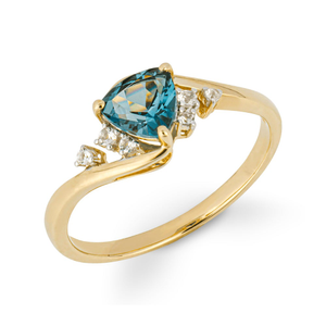 9ct Gold London Blue & White Topaz Ring