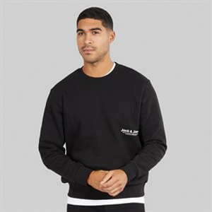 JACK & JONES Mens Vesterbro Side Sweatshirt Black/White