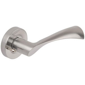 Flex Lever on Round Rose with Push Button Privacy Function Satin Chrome Plate