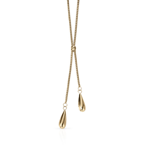 9ct Gold Double Teardrop Lariat Necklace