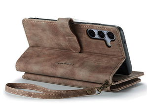 CaseMe Synthetic Leather Wallet Case with Zipper Pocket for Samsung Galaxy S25 FE - Desert Taupe