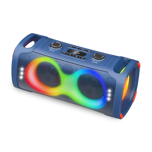 X Echo Barrel Boom Box 50W Portable Bluetooth Speaker RGB Lights & USB-C - Blue & Orange