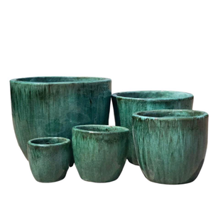 Glazed Ceramic Classic Egg Pot - Moss Green* - 580 Ø x 500 (H)mm
