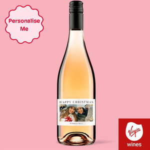 Personalised Happy Christmas Photo Upload Rose Wine 75cl