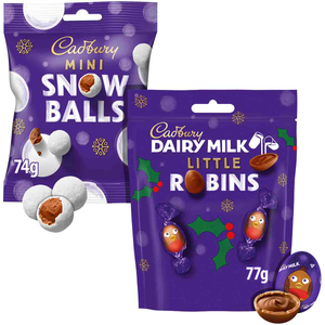 Cadbury Mini Snow Balls & Little Robins Bags (Bundle of Two)