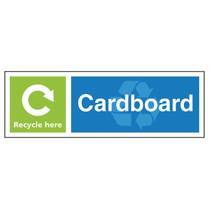Cardboard Recycle Here - Landscape 450 x 150 mm - Self Adhesive Vinyl