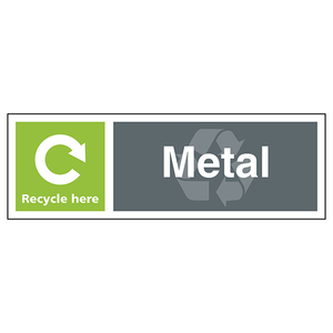 Metal Recycle Here - Landscape 450 x 150 mm - Self Adhesive Vinyl
