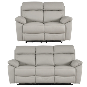 Dandrea Genuine Leather Light Grey Electric Power Recliner 3+2 Seater Sofa Set