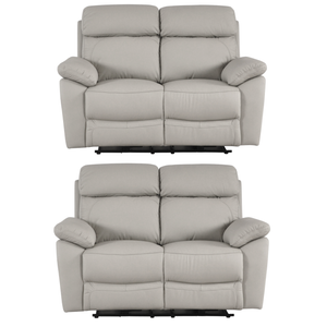 Dandrea Light Grey Genuine Leather Recliner 2+2 Sofa Set
