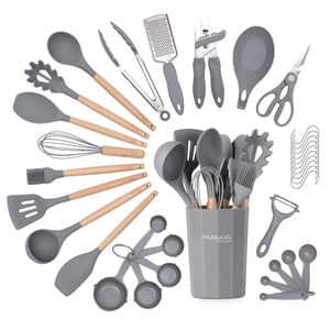 35-Piece Non-Stick Silicone Cooking Utensils Set - Grey