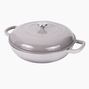 Shallow Cast Iron Dutch Oven Casserole with Lid, Oven-Safe - 3.9L, (29cm), Light Grey