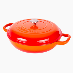 Shallow Cast Iron Casserole Pot with Lid, 4.5L, (32 cm) Orange