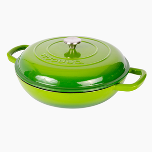 Shallow Cast Iron Dutch Oven Casserole with Lid, Oven-Safe -3.9L, (29cm) Light Green