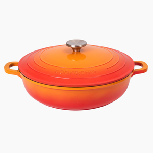 Shallow Aluminium Dutch Oven Pot with Lid & Ergonomic Handles Lightweight (3.9L, 22.5cm) Orange