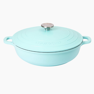 Shallow Aluminium Dutch Oven Pot with Lid & Ergonomic Handles Lightweight (3.9L, 22.5cm) Teal