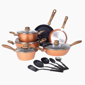 15-Piece Cookware Set Pots, Pans & Utensils - Copper