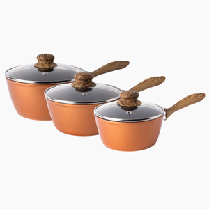 3-Piece Non-Stick Induction Saucepan Set – 16cm 18cm 20cm- Coppper
