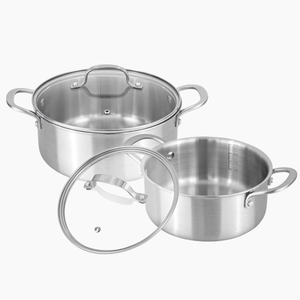 Stainless Steel Casserole Set 20cm & 24cm with Lids – Induction & Non-Stick Pots (20cm 2.7L & 24cm 4.3L)