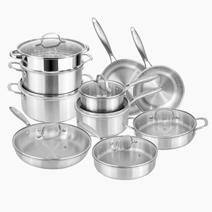 17Pcs Stainless Steel Pots & Pans Set - Induction Cookware with Glass Lids