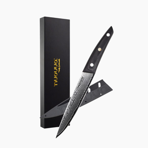 67-Layer Japanese Steel Damascus Style Utility Knife with Rosewood Handle – 5 Inch