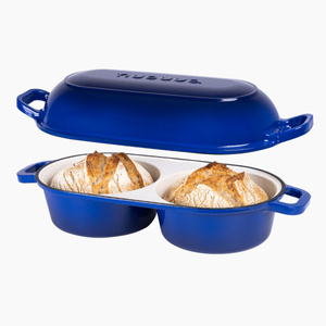Enamelled Cast Iron DoublePro Bread Loaf Pot, Non-Stick Dutch Oven, 16.5cm, Dark Blue