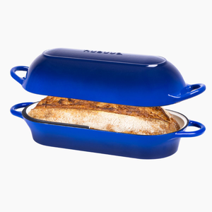 Enamelled Cast Iron Bread Loaf Pot - Non Stick Dutch Oven, 32cm x 14cm, Dark Blue