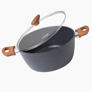 Marble Non Stick Stock Pot with Glass Lid - Induction, 24cm