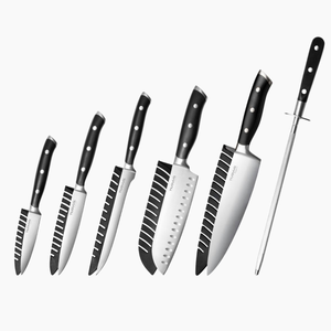 Ultra-Sharp High Carbon Stainless Steel Kitchen Knife Set with Sharpener, 6pcs