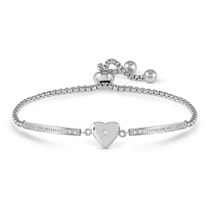 Milleluci Stainless Steel & Zirconia Heart Bracelet