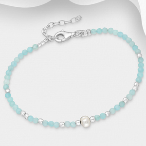 Signature Silver, Amazonite & Pearl Beaded Bracelet