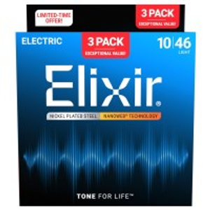 Elixir Nanoweb Guitar Strings 3 Pack, 10-46