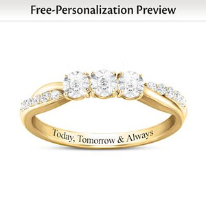 Diamond 18K Gold-Plated Personalized Ring