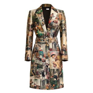 Handcrafted Sustainable Art-Print Couture Coat - Women's Premium Tailored Statement Wear (XXS)
