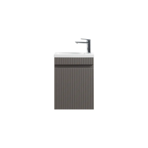 Fonteinmeubel Yuki 40cm mat grijs inclusief wastafel glans wit