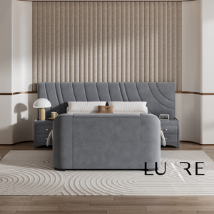 Valencia Grey Velvet Ottoman TV Bed