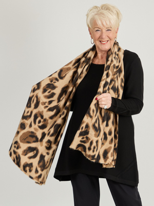 Leopard Print Winter Scarf - Natural