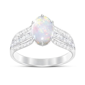 Elysian Elegance Australian White Opal Ring Size 11