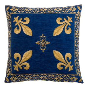 French Fleur De Lis Woven Jacquard Velvety Chenille Feather/Down Pillow 18" Square