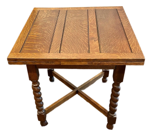 Early 1900’s English Oak Barley Twist Draw-Leaf Pub Table