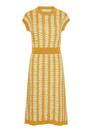 Grobund Alma Dress - Golden With Leaves (S)