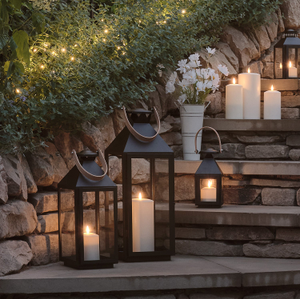Brixham Leather Handle Lantern Trio with TruGlow® Candles