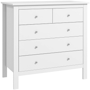HOMCOM Cómoda con 5 Cajones con Patas Elevadas Cajonera para Salón Oficina Estilo Moderno 79x39,5x80,5 cm Blanco