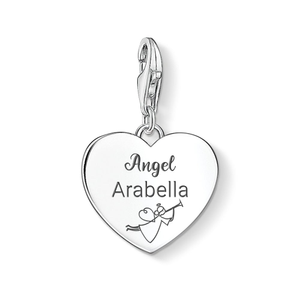 Classic Silver Personalised Angel Heart Charm