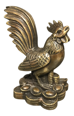 Chinese Bronze Lucky Charm Chicken With Coins