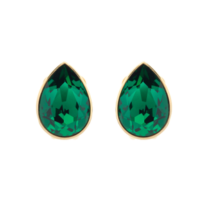 Emerald Pear Crystal Clip Earrings