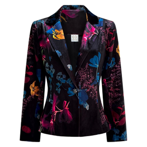 Florencia Tailored Floral Print Velvet Jacket (S)