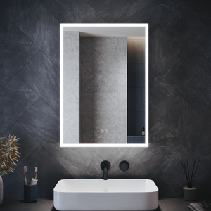 ELEGANT 500 x 700mm Bathroom Mirror Cabinets Stainless Steel with Demister Pad & Shaver Socket