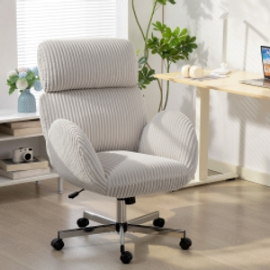 HOMCOM Silla de Oficina con Reposabrazos Respaldo Alto Reposacabezas Regulable Ruedas Altura Ajustable Giratoria Gris