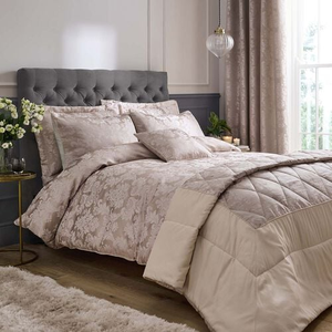 CATHERINE LANSFIELD KING DUVET COVER Damask Jacquard Champagne 